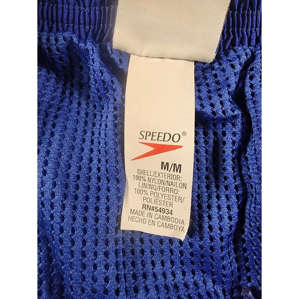 Speedo Swim Trunks Vintage Mens Medium Blue‎ Mesh Lined Nylon Athletic Shorts